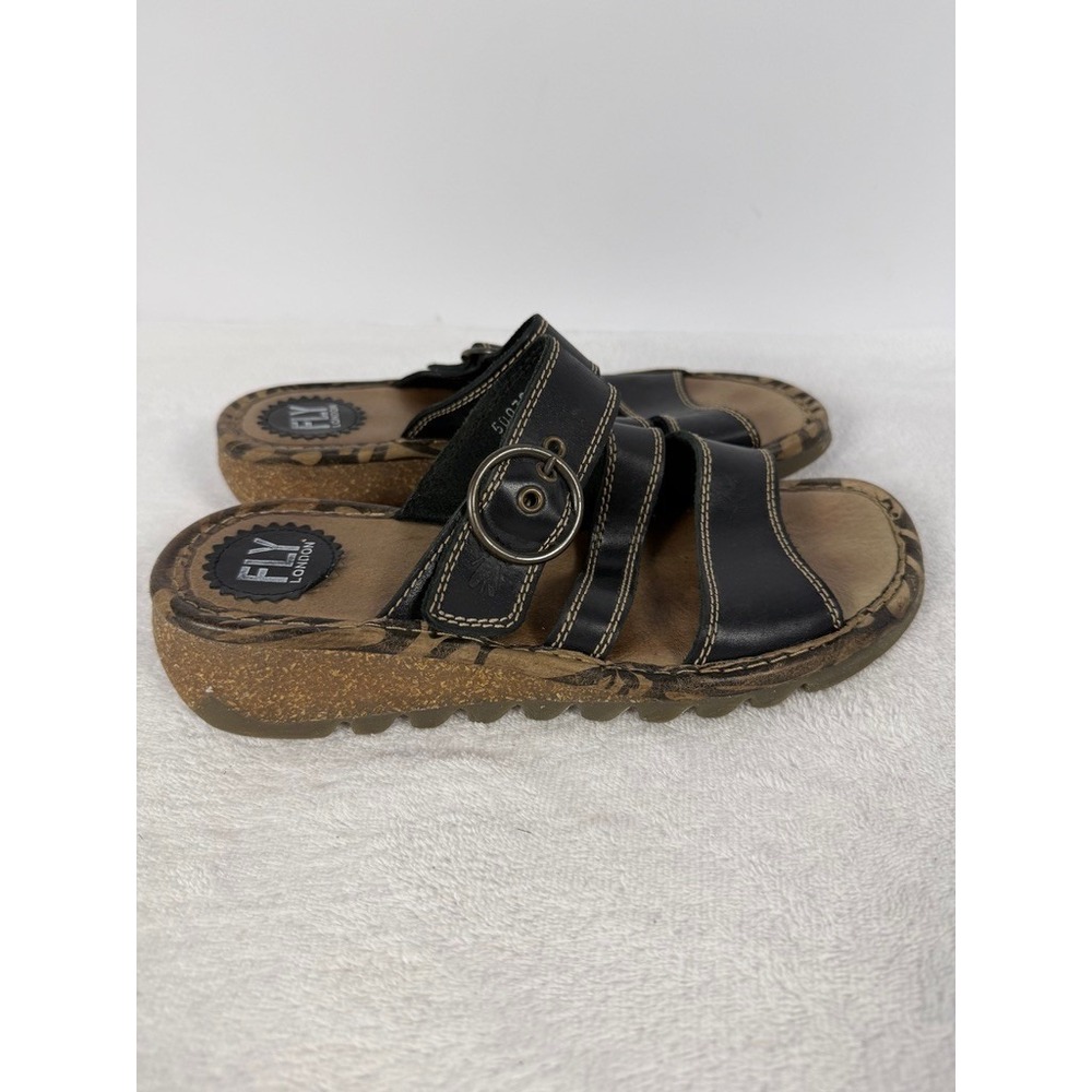 Fly London Leather Slide Sandals Buckle Strap Portugal Women EU 39 - Picture 5 of 8
